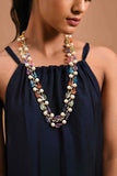 Multicolour Crystals and Pearls Double Layered Necklace