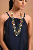 Multicolour Crystals and Pearls Double Layered Necklace