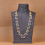 Multicolour Crystals and Pearls Double Layered Necklace