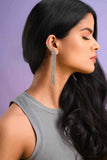 Silver Diamonte Ear Cuff Danglers
