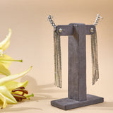 Silver Diamonte Ear Cuff Danglers