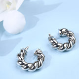 Silved Twisted Statement Hoops