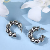 Silved Twisted Statement Hoops
