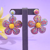 Ombre Flower Rafia Earrings