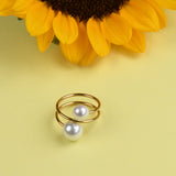 Two Pearl Wired Ring