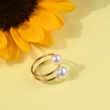 Two Pearl Wired Ring