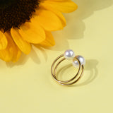 Two Pearl Wired Ring