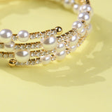 Pearl and Diamonte Flexible Cuff