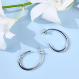 18K White Gold Plated Oval Hoops