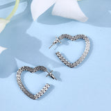 18K White Gold Plated Heart Hoops
