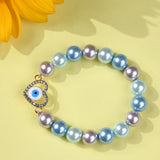 Heart with Evileye in Multi Pastel Pearls