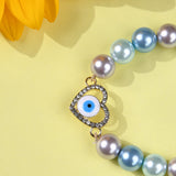 Heart with Evileye in Multi Pastel Pearls
