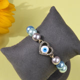 Heart with Evileye in Multi Pastel Pearls