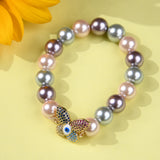 Butterfly with Evileye in Multi Pastel Pearls