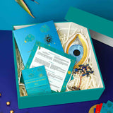 Attracting Abundance Affirmation Cards, Journal, Lapis Lazuli Crystal Tree & Wellness Ceramic Tray Gift Box