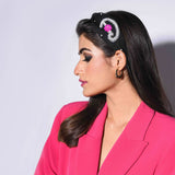 Betty Cooper Iniziale Embroidered Headband in Black with Lipstick