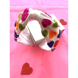 Betty Cooper Headband with Hearts Embroidery - White