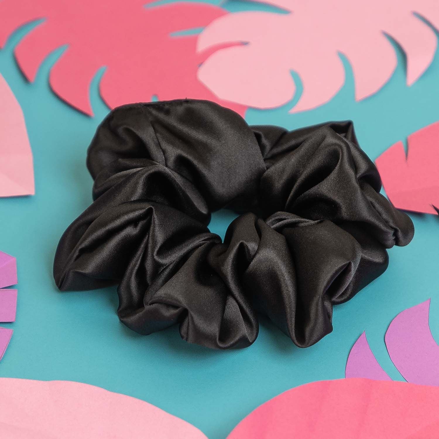 Veronica Headband in Black Satin with Large Scrunchie