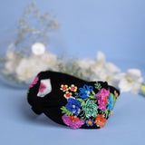 Betty Cooper Enbroidered Headband in Black - Vintage Garden