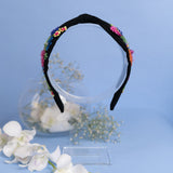 Betty Cooper Enbroidered Headband in Black - Vintage Garden
