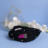 Betty Cooper Iniziale Embroidered Headband in Black with Lipstick