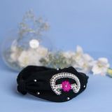 Betty Cooper Iniziale Embroidered Headband in Black with Lipstick