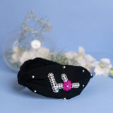 Betty Cooper Iniziale Embroidered Headband in Black with Lipstick