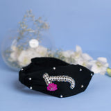 Betty Cooper Iniziale Embroidered Headband in Black with Lipstick