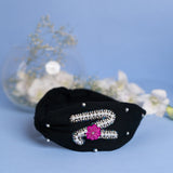 Betty Cooper Iniziale Embroidered Headband in Black with Lipstick