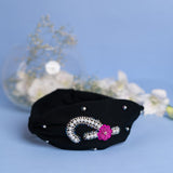 Betty Cooper Iniziale Embroidered Headband in Black with Lipstick