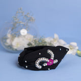 Betty Cooper Iniziale Embroidered Headband in Black with Lipstick