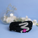 Betty Cooper Iniziale Embroidered Headband in Black with Lipstick