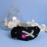Betty Cooper Iniziale Embroidered Headband in Black with Lipstick