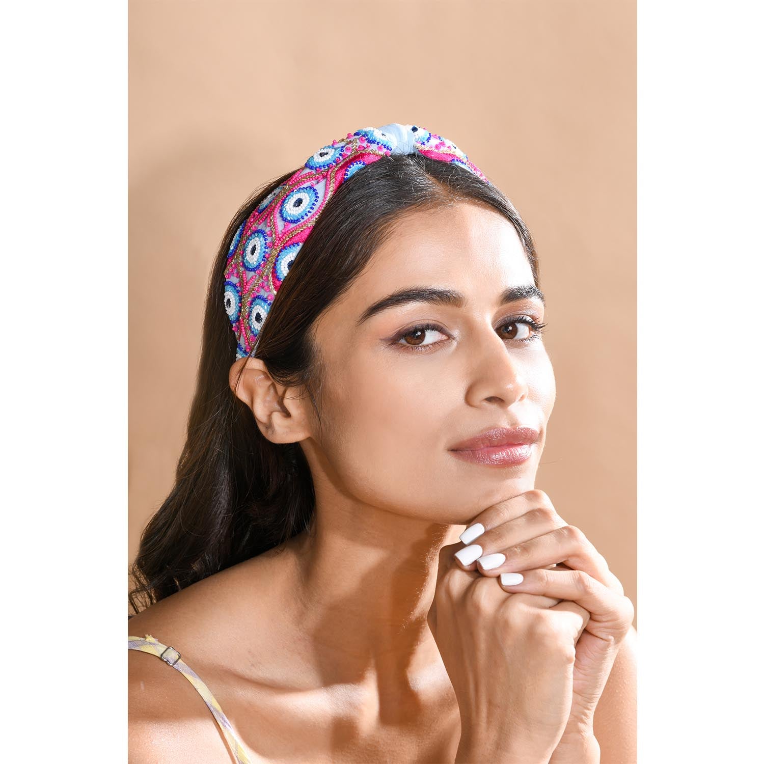 Betty Cooper Embroidered Headband in Blue - Evil Eye