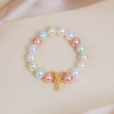 Initial Bracelet with Multi Pastel Pearls