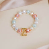 Initial Bracelet with Multi Pastel Pearls