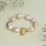 Initial Bracelet with Baroque Pearls