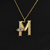 Initial Pendant M with Evil Eye