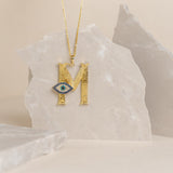 Initial Pendant M with Evil Eye