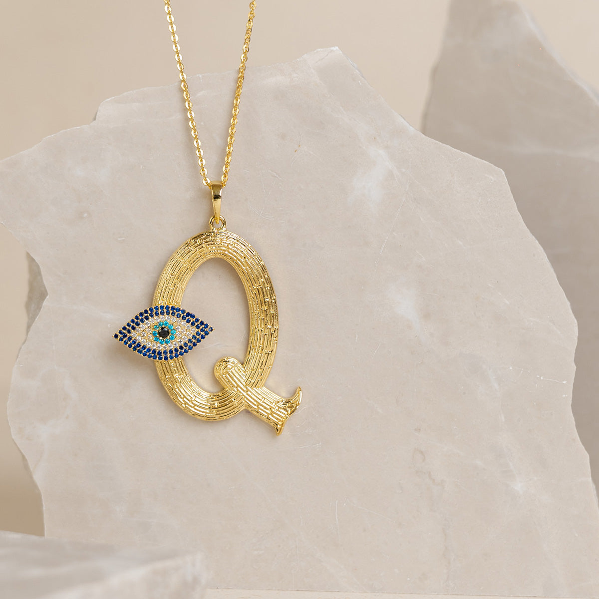 Initial Pendant with Evil Eye - Main Image