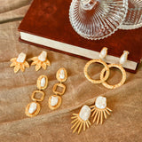 Baroque Pearl Flower Stud Earrings