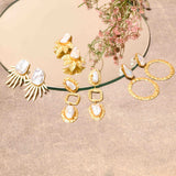 Baroque Pearl Flower Stud Earrings