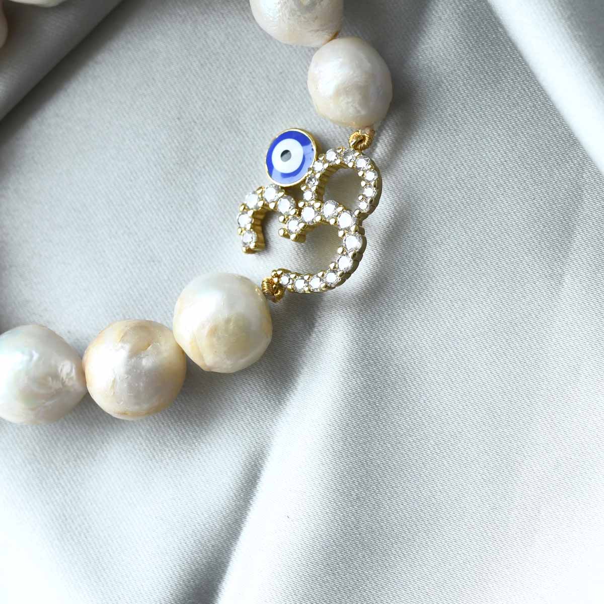 OM Bracelet with Baroque Pearls