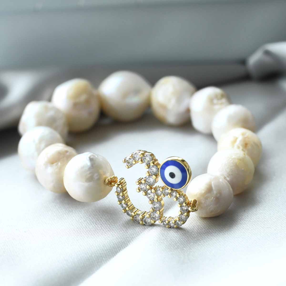 OM Bracelet with Baroque Pearls