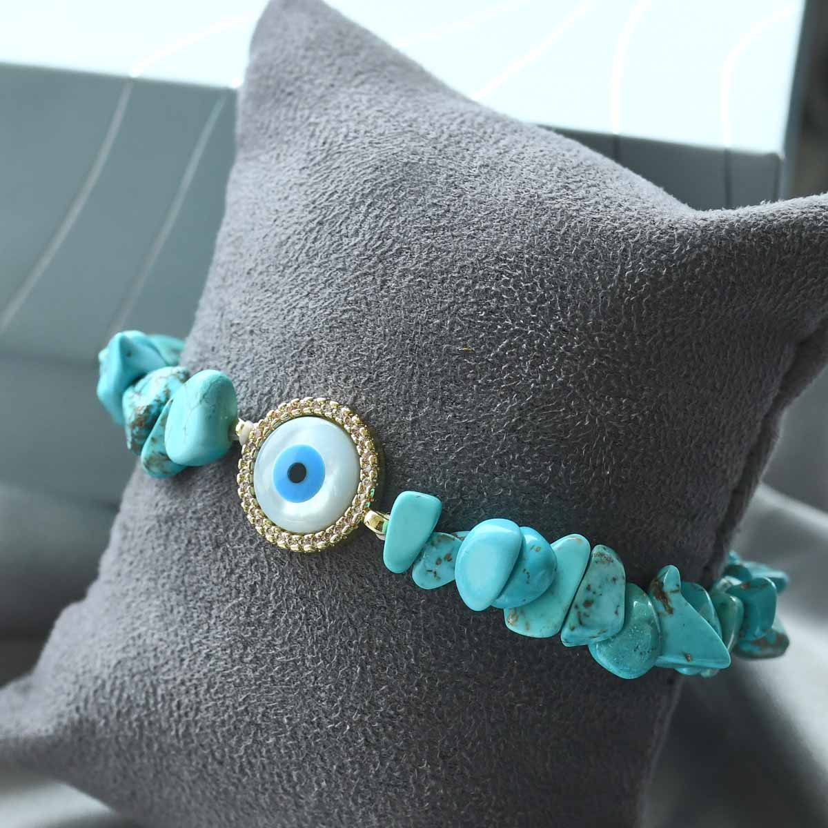 Turquoise Evil Eye White Clover Good Luck Beaded Bracelet - White | Ebru  Jewelry | Wolf & Badger