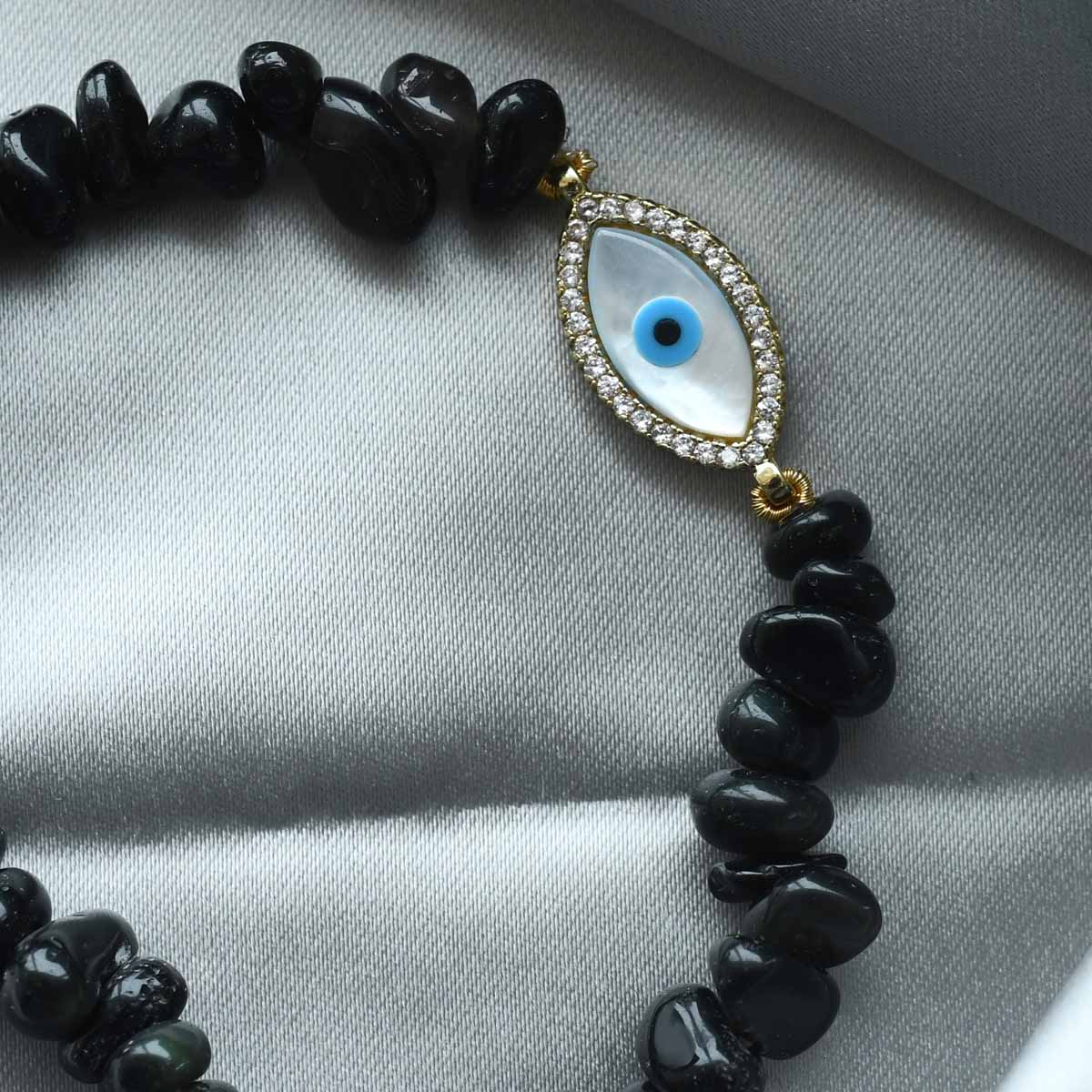 Hematite-Onyx-Evil Eye Healing Bracelet – Colorful World Of Gems