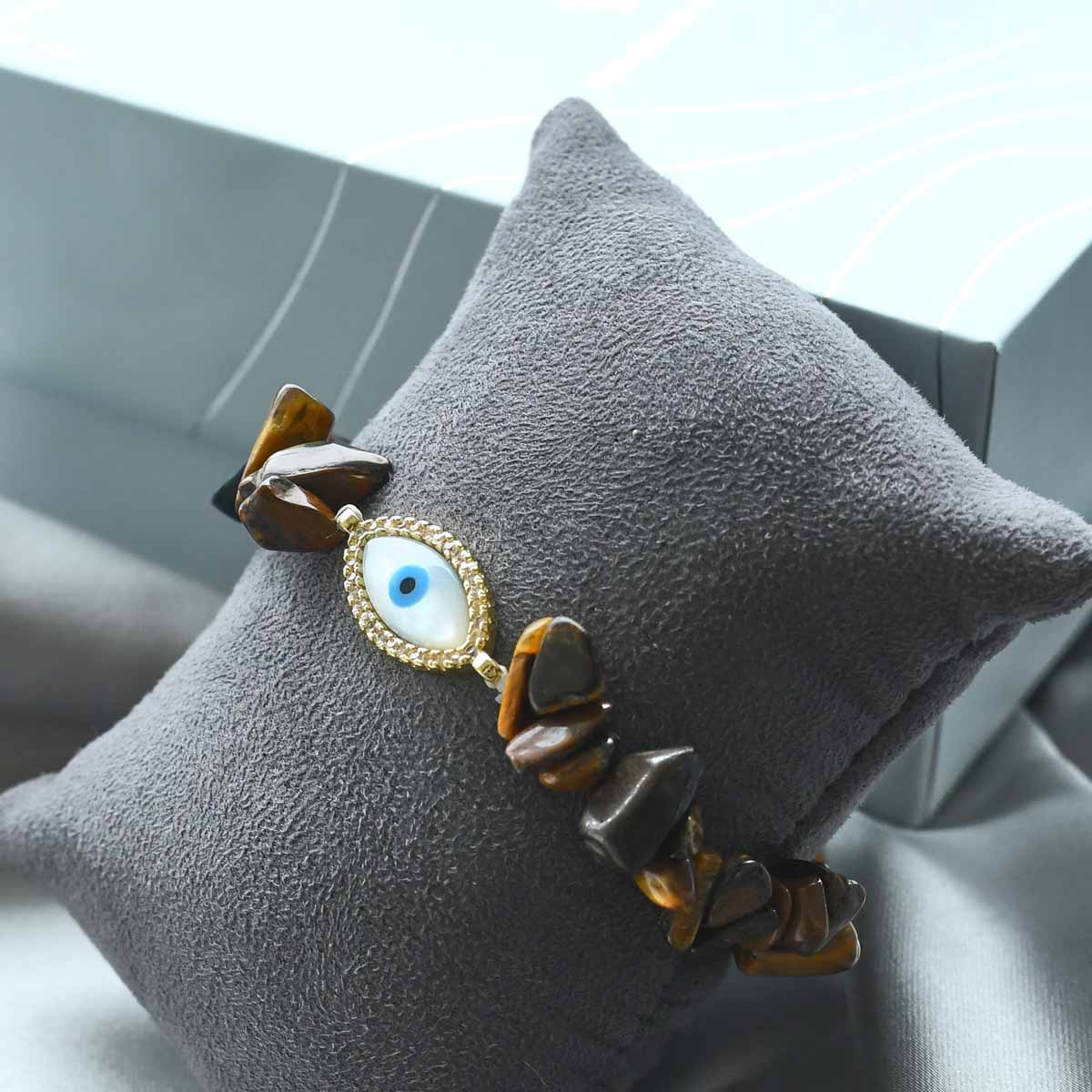 Evil Eye Bracelet with Healing Stone Tiger Eye