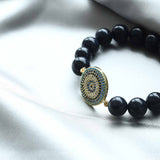 Evil Eye Bracelet with Healing Stone Blue Sandstone