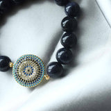 Evil Eye Bracelet with Healing Stone Blue Sandstone