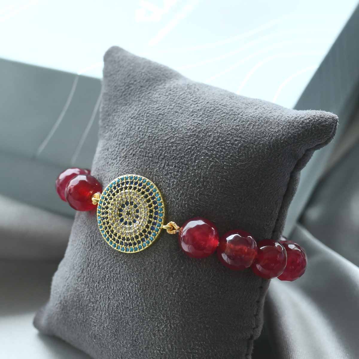 Evil Eye Bracelet with Healing Stone Ruby